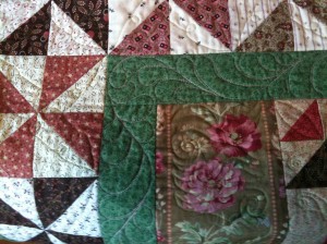 Feather quilting detail, Spumoni Spring